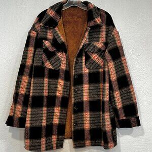 Shein Plaid Jacket Sherpa Interior Two Button Pockets MultiColor EUC Womens XL